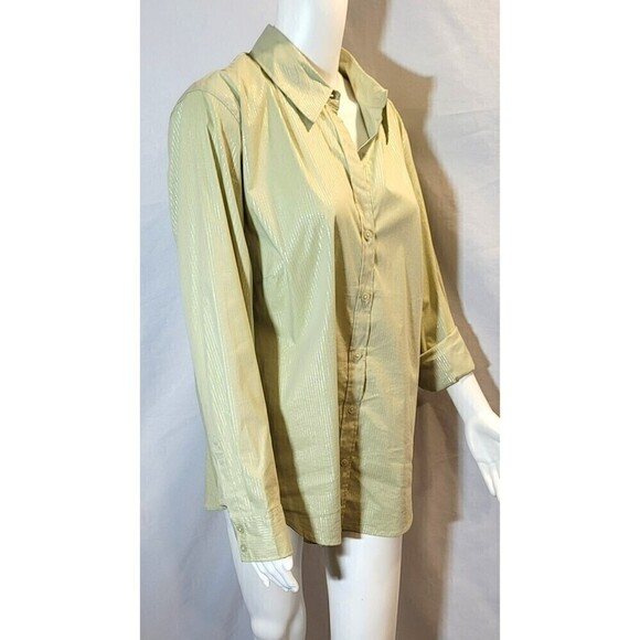 Chico's Light Green Long Sleeve Blouse Top Size 3 or L - Picture 2 of 10